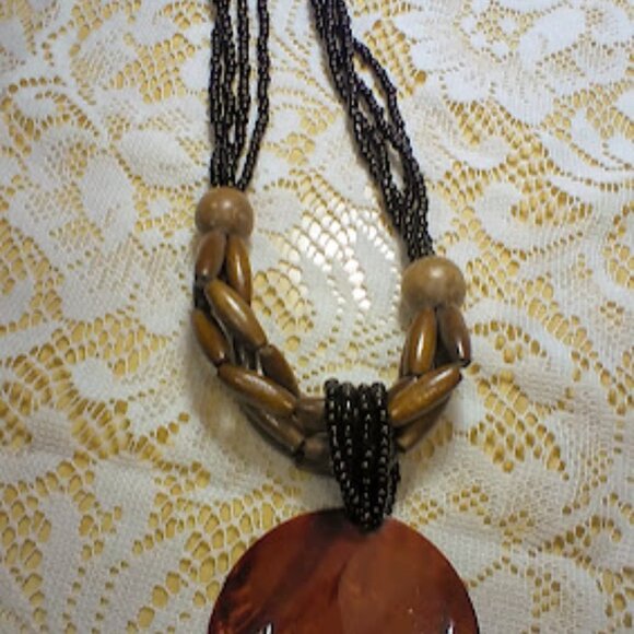 Exotic and Vibrant Beaded Single Shell 4-Strand Necklace, 27" with 3" adjustable - Picture 4 of 16